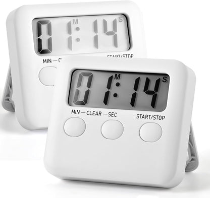 2 Pack, Magnetic Loud Alarm Large LCD Screen Digital Timer for Kids time Management, Study, Exercise, Workout Timing, Kitchen Timers for Food Cooking, Eggs Boiling