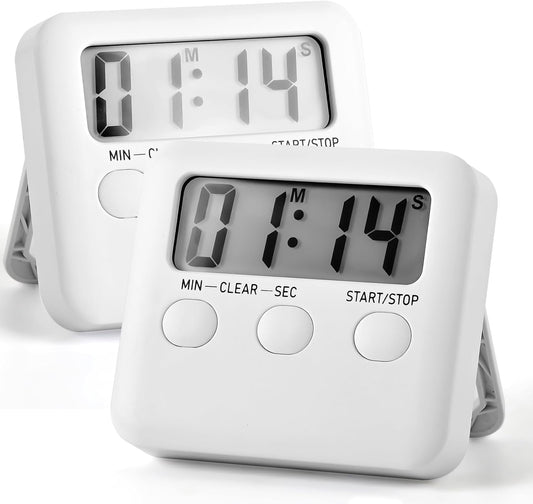 2 Pack, Magnetic Loud Alarm Large LCD Screen Digital Timer for Kids time Management, Study, Exercise, Workout Timing, Kitchen Timers for Food Cooking, Eggs Boiling