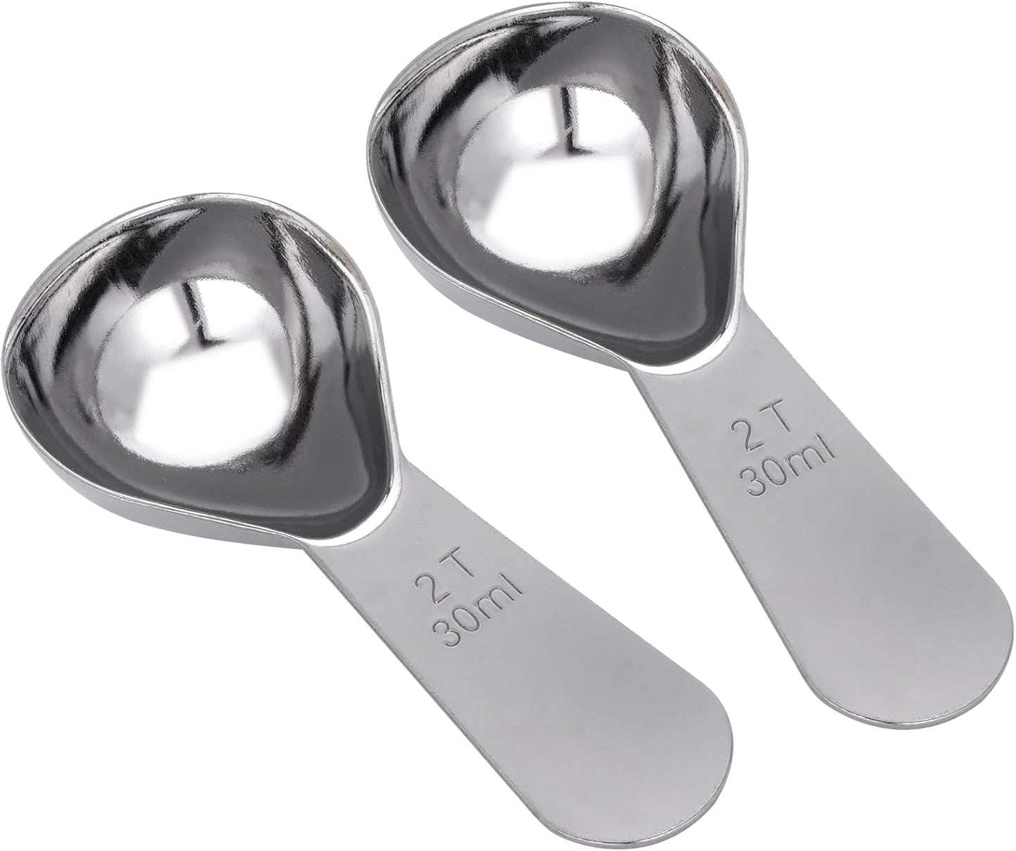 2Pcs Coffee Scoop for Ground Coffee, 18/8 Stainless Steel Coffee Tablespoon Measuring Spoon with Short Handle, Coffee Bean Scoop (Silver, 30ML)