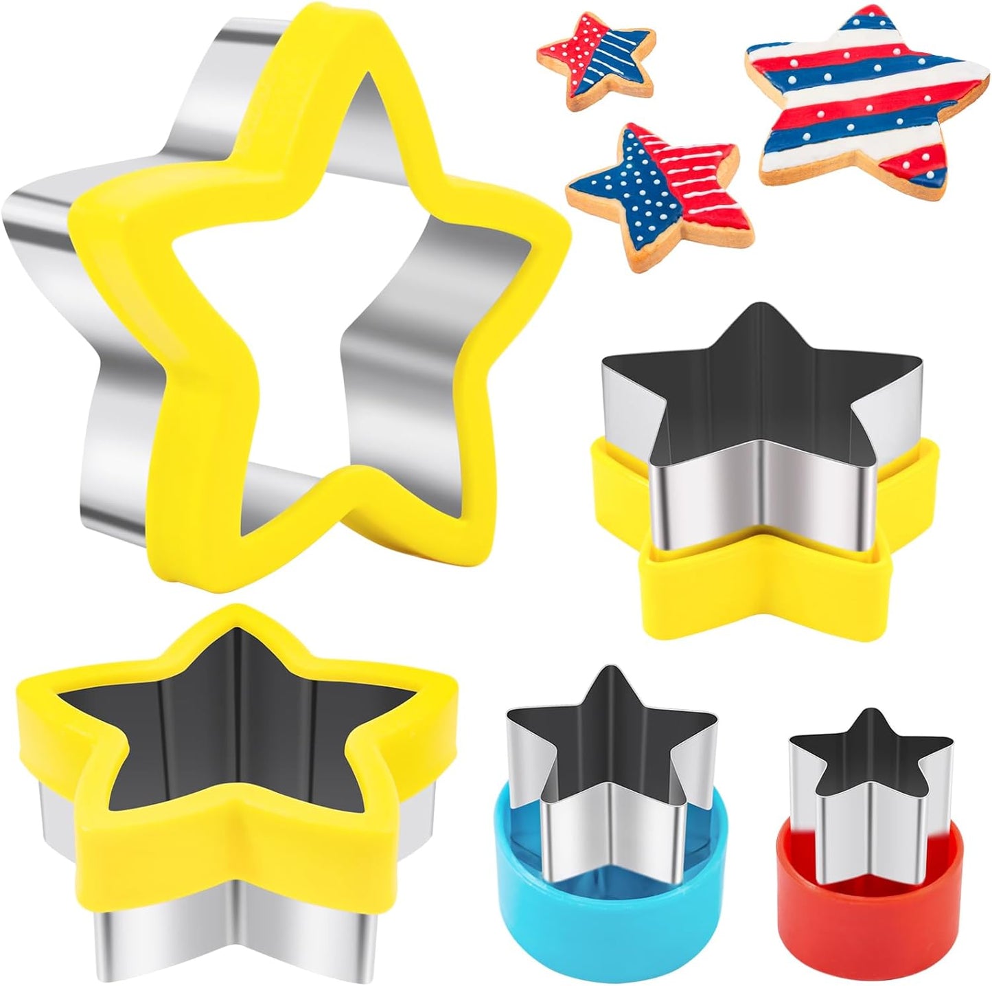 Nifogo Round Circle Cookie Cutter 5 Pcs, Biscuit Cutters, Stainless Steel Sandwich Cutter, 5 Different Sizes for Baking Donut English Muffin Scones