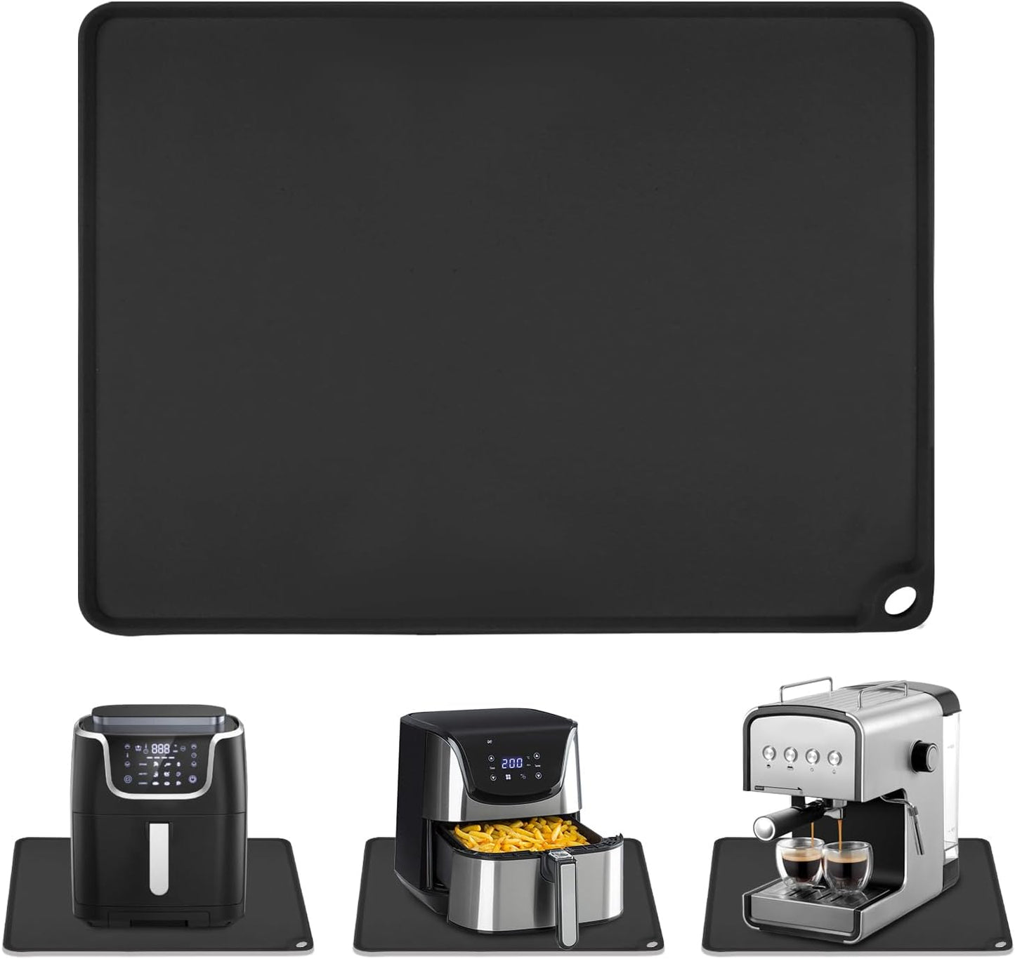 Standard Silicone Mat,Black Baking Mat-Food Grade Kids Dinner Table Placemat Non Slip Counter Mat with Raised Edges Heat Resistant Mat for Air Fryer Nonstick Pastry Dough Mat(1 Pack 23.6'' x 15.7'')