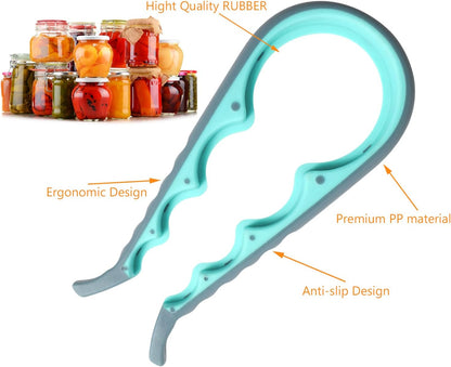 Jar Opener, 5 in 1 Multi Function Can Opener Bottle Opener Kit with Silicone Handle Easy to Use for Children, Elderly and Arthritis Sufferers (Apple Red）