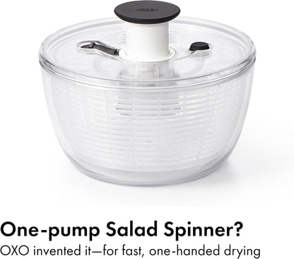 OXO Good Grips Salad Spinner - Large, Green Lettuce & Fruit Washer, BPA-Free, Easy One-Hand Pump