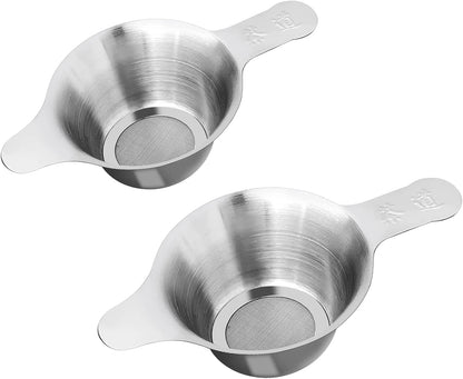 2 pack Fine Mesh Tea Strainers, Stainless Steel Small Mesh Tea Filter with Handle, 2 Different Size