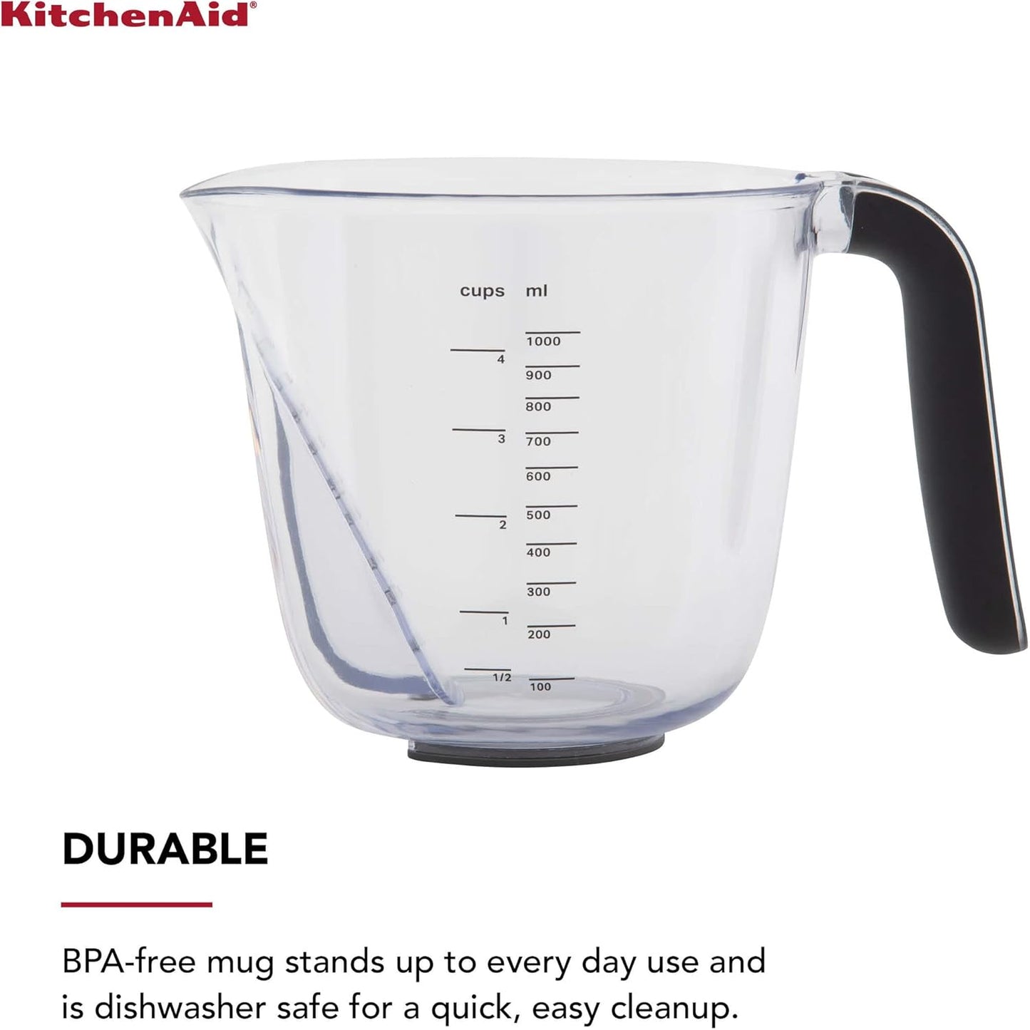 KitchenAid KQ298OSOBA Gourmet Set of 3 Measuring Jugs, Onyx