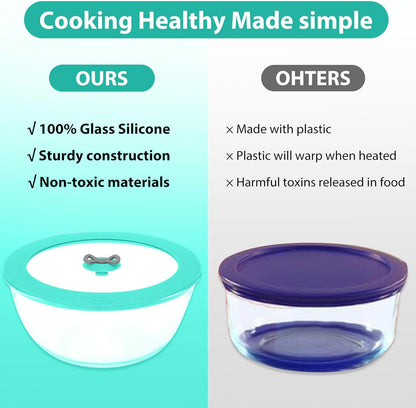 2 Pack Replacement Lids for Pyrex 7201-PC 4 Cup Glass Containers Mixing Bowl Silicone Storage Cover Leakproof Red