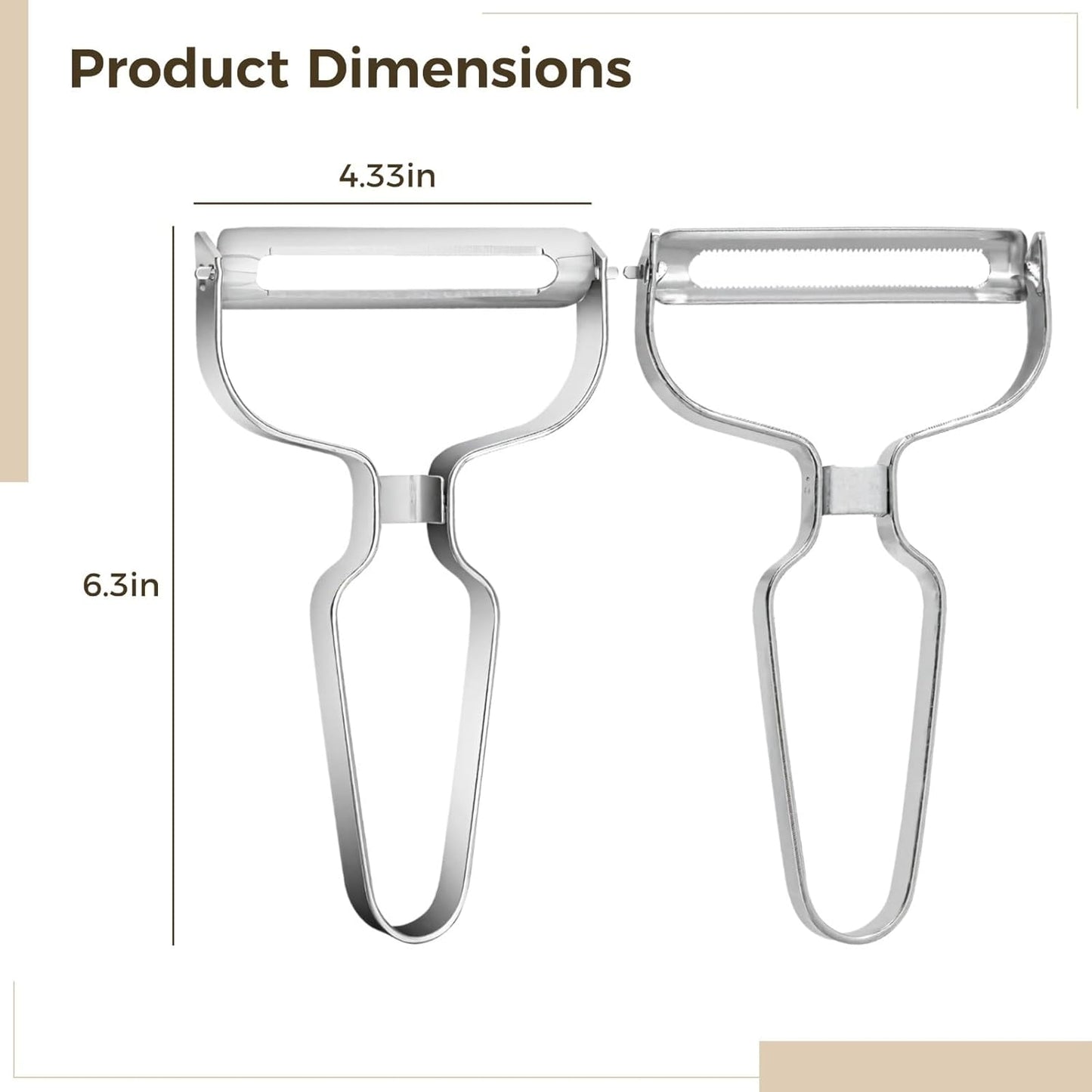 Stainless Steel Julienne Peeler Set, 2-Piece, Y-Design with Dual Blades, Ergonomic Non-Slip Handle, Easy Storage
