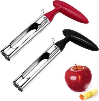 Apple Corer Tool, Stainless Steel Apple Corer Remover, Apple Core Remover, 2-in-1 Apple Corer and Slicer with Easy Push Core Release, Ergonomic Non-Slip Handle, Dishwasher Safe