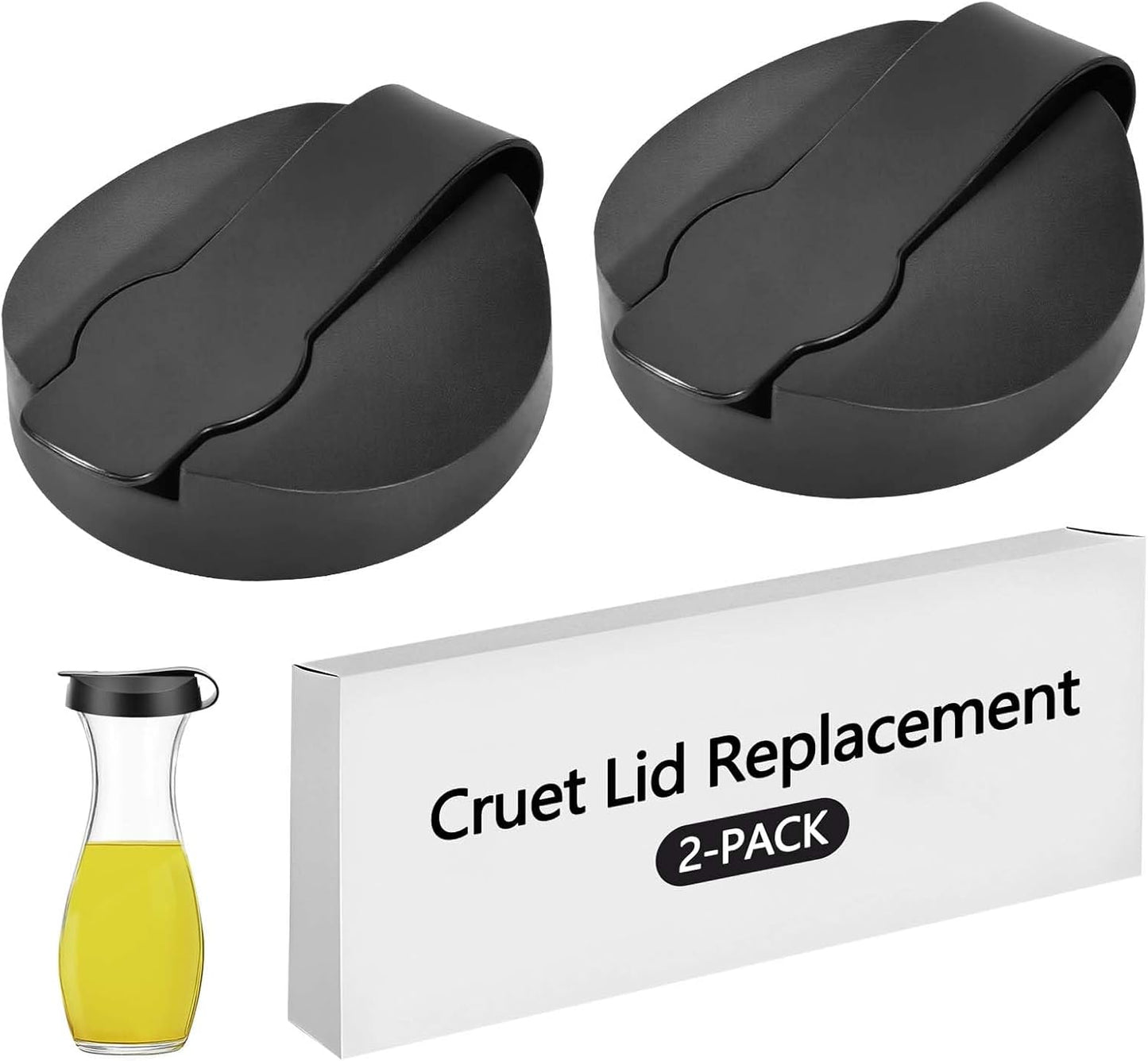 2-Pack Replacement Lids For Good Seasons Salad Dressing Cruet Glasses,Food-Grade Plastic,Tight Fit & Closeable Cap