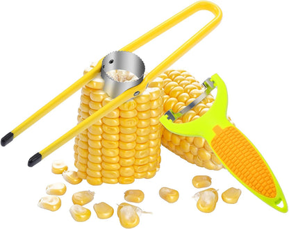 Chengu 2 Pcs Corn Peeler Planer Thresher Stainless Steel Corn Cob Stripper Tool for on The Cob with Non Slip Handle Magic Kernel Remover Tool for Kitchen, 2 Styles
