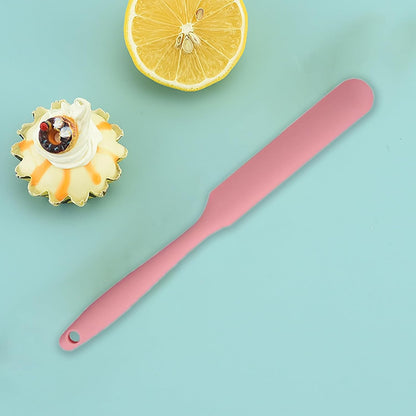 3Pcs Silicone Jar Spatula Long Handle Kitchen Spatulas for Mixing, Scraping, and Spreading,Ideal for Jars, Baking, Cake Icing, Cream, Butter, and Batter Kitchen Tool (Purple, Pink, Green)