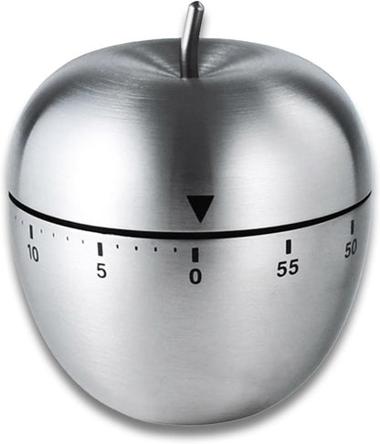 Kitchen Timer for Cooking, 60 Minutes Mechanical Timer - No Batteries Required, Stainless Steel Egg-Shape Cute Countdown Clock for Cooking, Learning, Exercises, Gaming