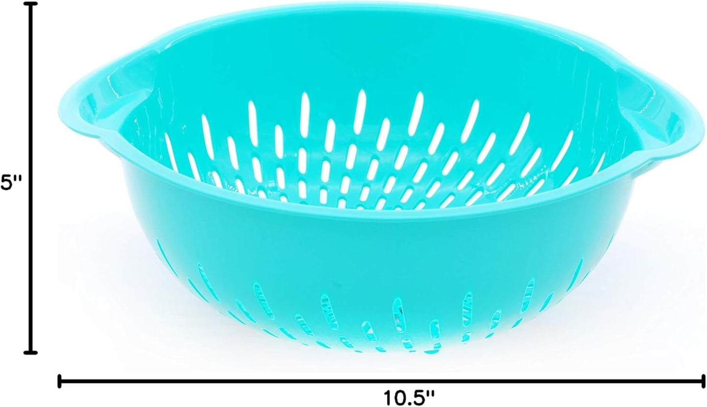 Mintra Home Mixing Bowl w/Colander (Large 4.5L, Red) - For Washing & Draining Fruits And Vegetables - Heavy Duty Plastic for Baking, Cooking Supplies - Dishwasher Safe