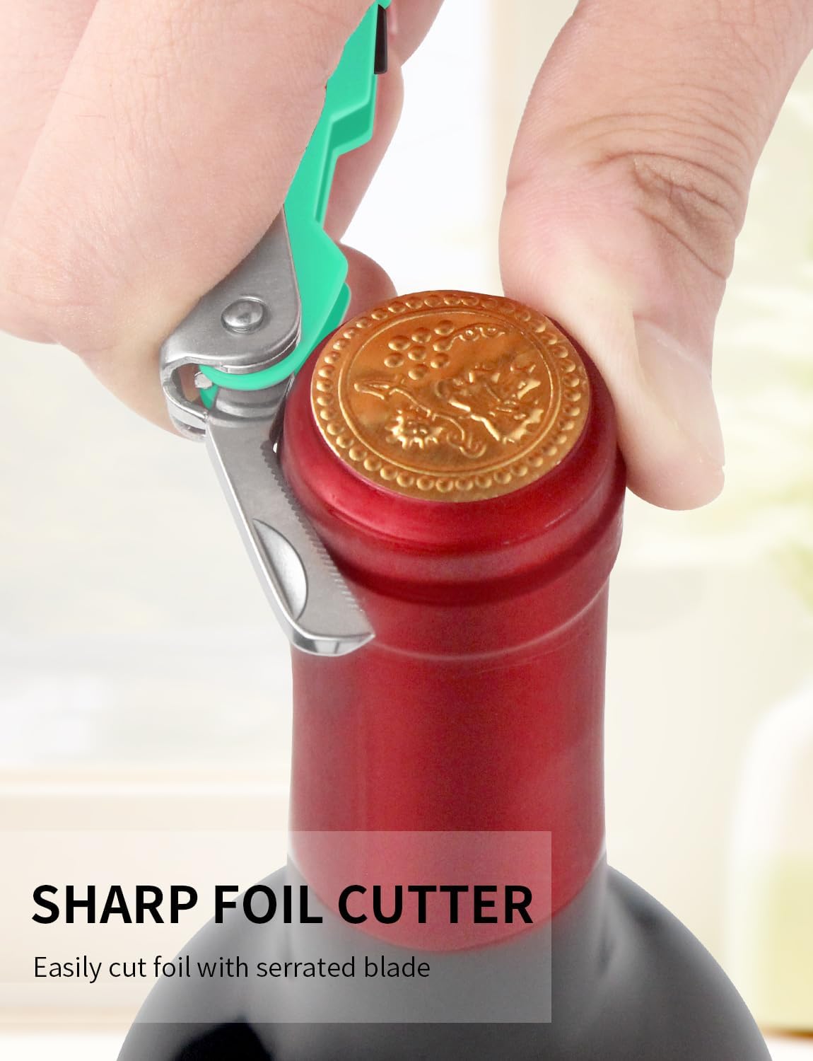 CORKAS Wine Key - Professional Handcrafted Heavy Duty Waiter Corkscrew, Compact Wine Opener with Double Hinged, Foil Cutter and Bottle Opener, Gifts for Servers, Sommelier, Bartenders - Red