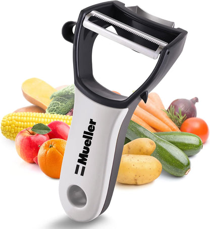 Mueller Ultra 4 in 1 Peeler Vegetable Peeler Kitchen Tool with Multiple Blades, Corn Stripper, Orange Peeler, Potato Eye Remover, Straight Blade Slicer