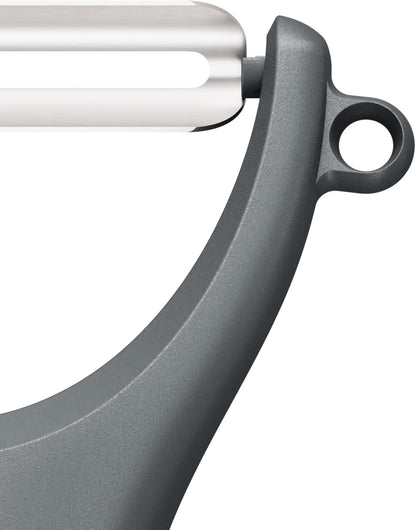 Zyliss Swivel Peeler – Ultra-Sharp Stainless Steel Blade for Potatoes, Carrots & Soft Fruits – Ergonomic Wheatstraw Grip – Built-in Eye Cutter & Safety Cover – Dishwasher Safe – Vegetable Peeler