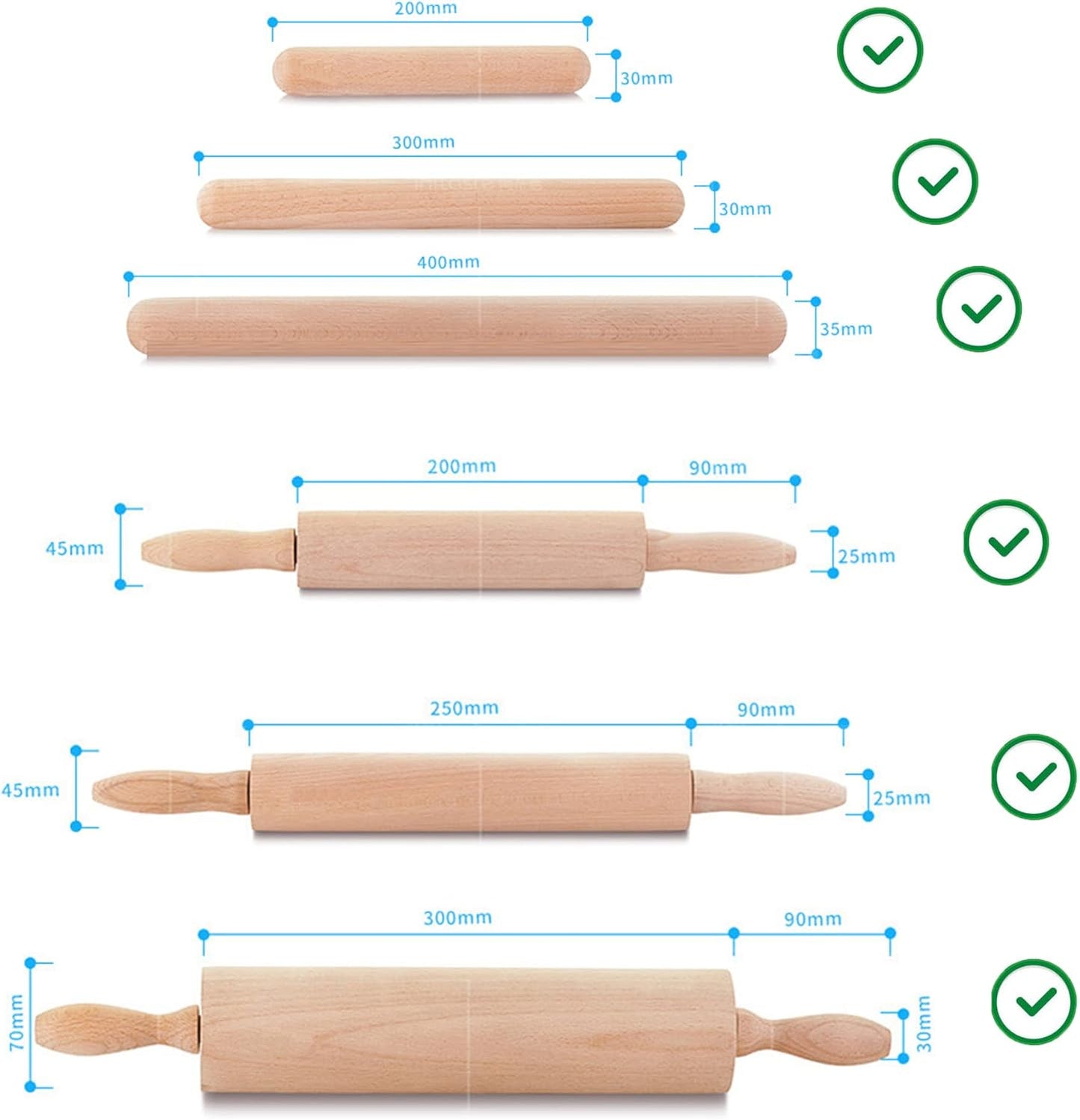 YYST Rolling Pin Holder Rolling Pin Display Rack Rolling Pin Storage - Hardware Included - No Rolling Pin-4/PK