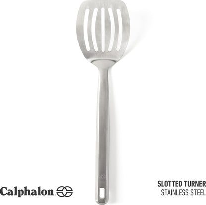 Calphalon Prime Slotted Turner, Kitchen Flipping Spatula, Slotted Spatula with Silicone Head and Stainless Steel Handle, Heat Resistant Nonstick Cookware for Flipping and Draining (Navy Blue)