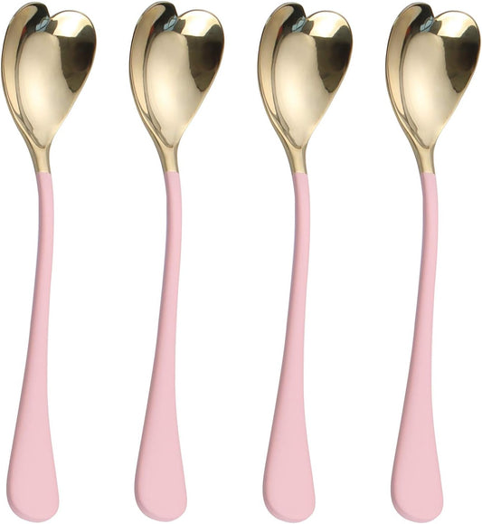 Mini Coffee Spoons, heart shaped, 4.9-inch18/10 Stainless Steel Spoon Set, set of 6