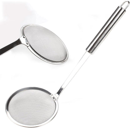 Hot Pot Fat Skimmer Spoon - Stainless Steel Fine Mesh Strainer for Skimming Grease and Foam