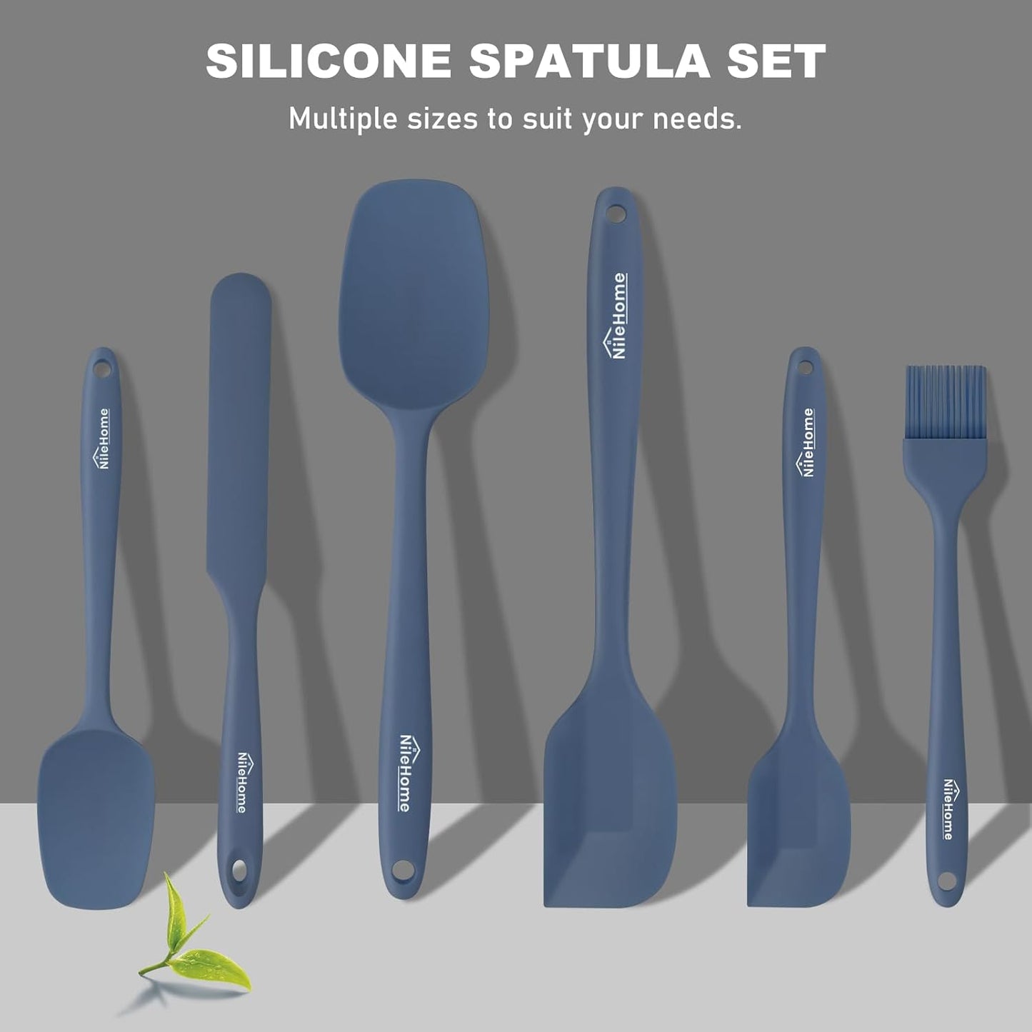 NileHome Silicone Spatula Set, 6 Pieces Food Grade Kitchen Utensils with Silicone Brush Heat Resistant Up to 600°F Dishwasher Safe BPA-Free Rubber Spatula for Scraping, Baking, Cooking, Mixing-Black