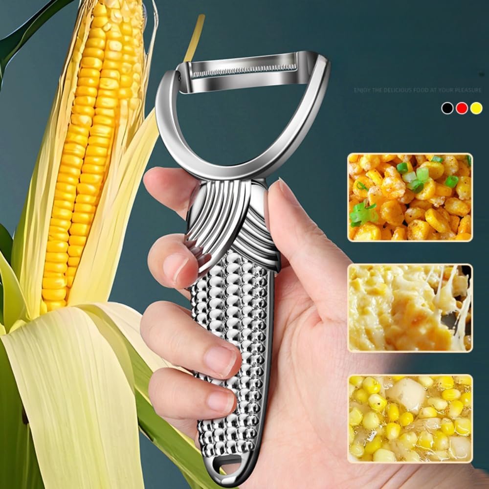 Duty Zinc Alloy Corn Stripper, Multi Function Corn Kerneler Creamer Tool Efficient Corn Peeler, Remover for Fresh Sweet Corn Vegetables Fruits