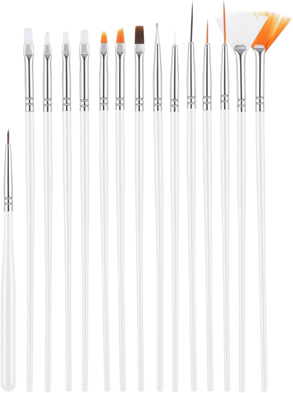 JJUNW 15 PCS Cake Decorating Brushes, Sugar Cookie Decorating Brushes Kit Food Safe Basting Brush Multifunctional Decorative Baking Supplies Candy Icing Pastry Brush for Bakers(White)