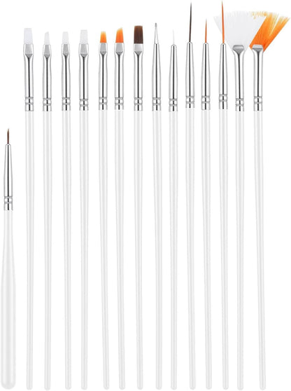 JJUNW 15 PCS Cake Decorating Brushes, Sugar Cookie Decorating Brushes Kit Food Safe Basting Brush Multifunctional Decorative Baking Supplies Candy Icing Pastry Brush for Bakers(White)