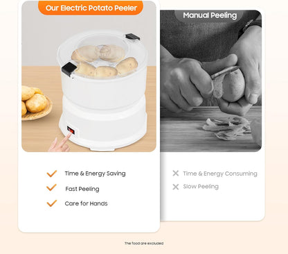 Electric Potato Peeler Machine with 2 Spare Blades, Automatic Potato Peeler Stainless Steel Swivel Vegetable Fruits Fruit Potato Peeler, Apple Paring Machine Kitchen Peeling Tool