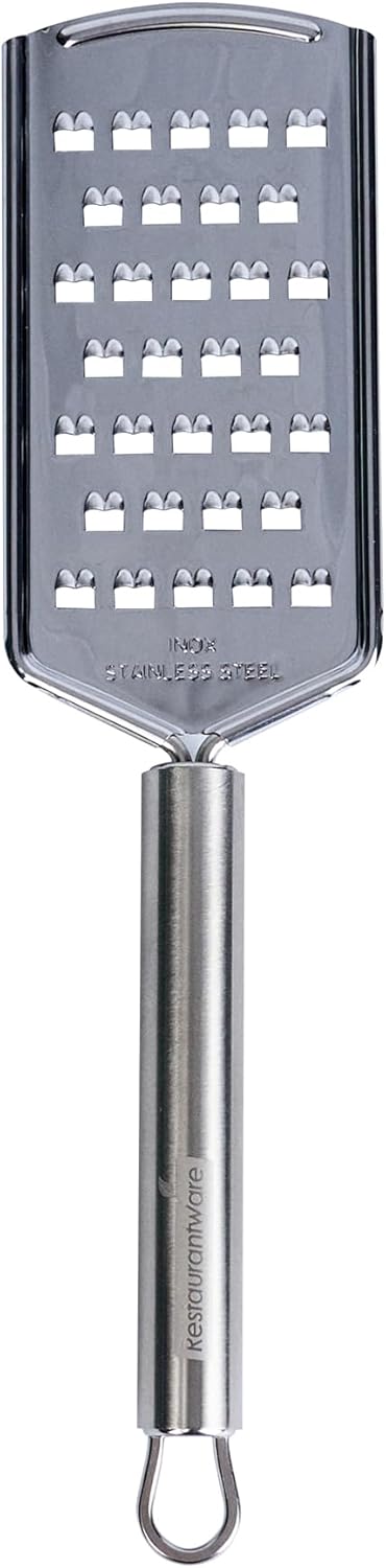 Restaurantware Stainless Steel Coarse Cheese Grater - German Standard Lemon Zester with Ergonomic Handle, Sharp Blades, Dishwasher Safe - Handheld Kitchen Grater for Parmesan, Garlic, Ginger