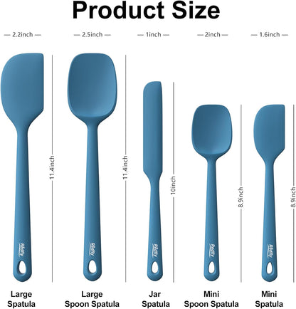 Redfly Silicone Spatula Set, 5 Piece Food Grade Silicone Cooking Utensils Set, Rubber Spatula Heat Resistant Nonstick for Baking, Cooking, Kitchen Utensils Dishwasher Safe Multicolor