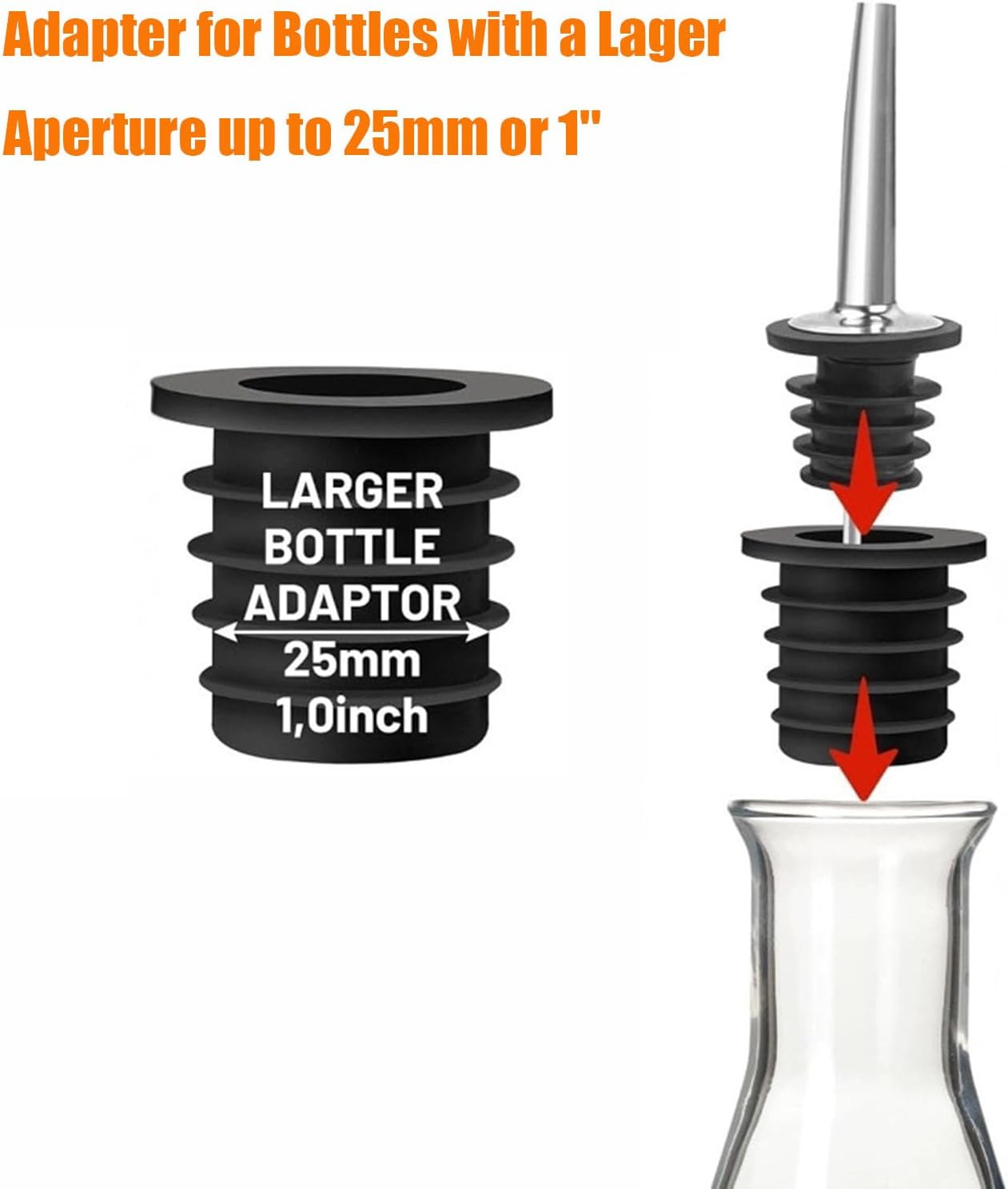 2PCS Stainless Steel Pourers, Speed Liquor Bottle Pourer, Olive Oil and Vinegar Tapered Stopper Spout, Suitable for About 3/4" Bottle Mouth, Olive Oil Spout with Sealed Dust Caps