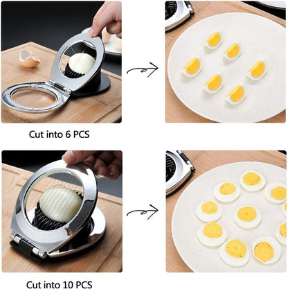 Egg Slicer Egg Cutter Egg Wedger For Hard Boiled Eggs,Stainless Steel Wire with 3 Slicing Styles Silver&Black