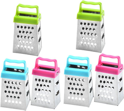 PRETYZOOM Mini Stainless Steel Cheese Grater Box with Non-Slip Handle Multipurpose Hand Grater for Cheese Garlic Ginger and Vegetable Slicing Compact 2.63 Inch Kitchen Shredder Set of 30