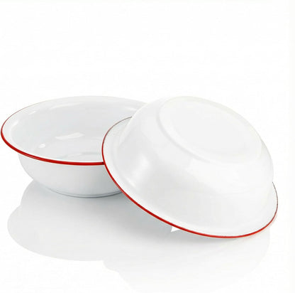 Elsjoy 2 Pack 3 Quart Large Enamel Bowl, 11 Inch Vintage Enamel Mixing Bowl, Kitchen Enamelware for Fruit, Salad, Pasta