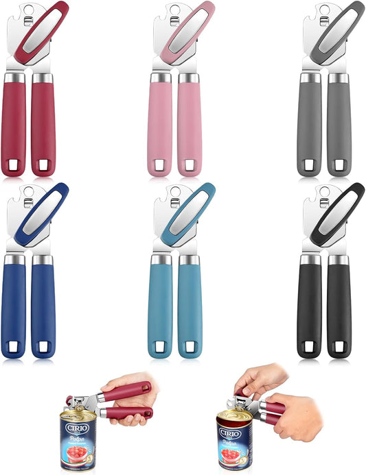 Can Opener Manual, 6 Pack Manual Can Opener Bulk, Heavy Duty Smooth Edge, Rust Resistant Kitchen Gadget for Square Round Cans, Jars, Beer Bottles,for Seniors,Kitchen Supplies,Restaurant staff