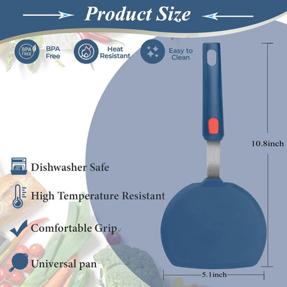 Silicone Spatula Turner Set of 3, Heat Resistant Large Wide Spatula for Pancake, Silicone Fish Spatulas Flipper for Cooking & Non-stick Cookware, BPA Free Rubber Cooking Untensil Set