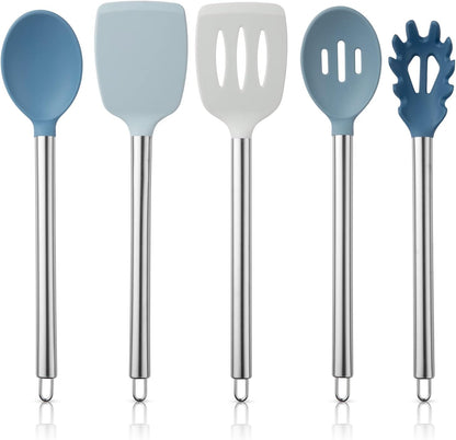 COOK WITH COLOR Silicone Cooking Utensils, Kitchen Utensil Set, Easy to Clean Silicone Kitchen Utensils, Cooking Utensils for Nonstick Cookware, Kitchen Gadgets Set, 10 Pieces, Green