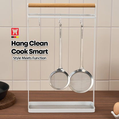 WAGENSTEIGER SUS304 Stainless Steel Fine Mesh Skimmer, Long Handle Spider Strainer for Frying, Noodles, Eggs & Vegetables, Professional Kitchen Skimmer Ladle