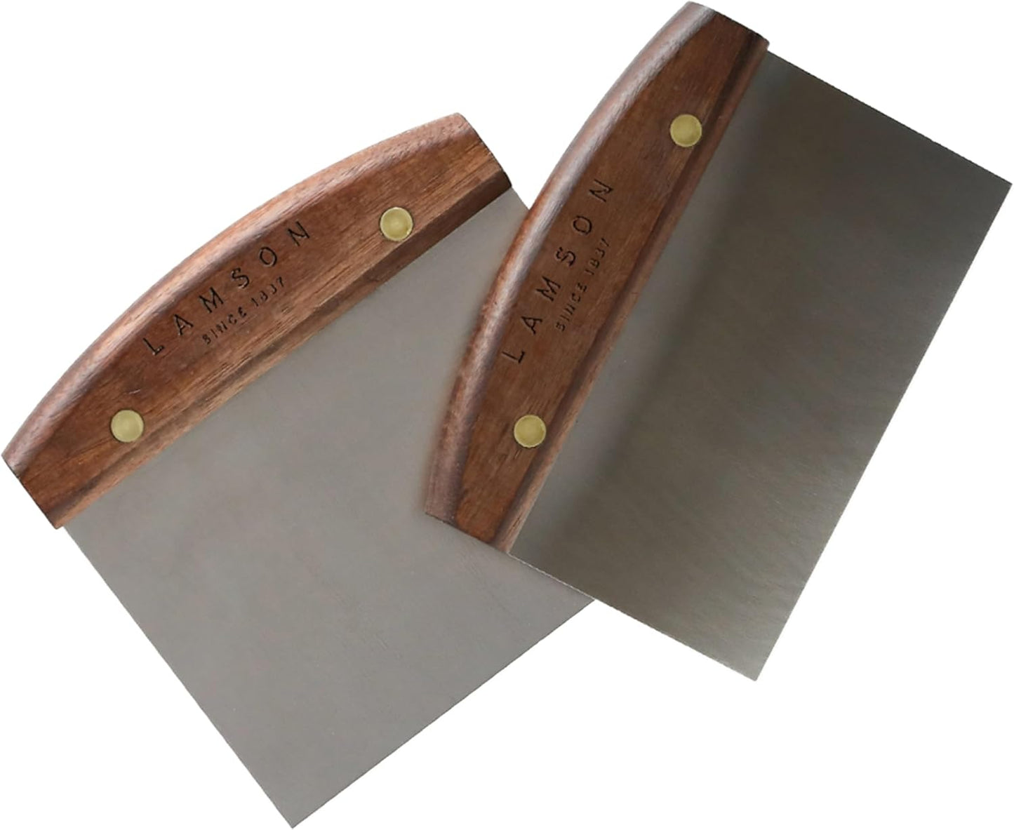 Lamson Kitchen Utensils - 3" x 6" Bench Scraper, High-Carbon Stainless Steel Dough Scraper, Ergonomic Riveted Walnut Handle, Handcrafted, Full-Tang Design, Built to Last