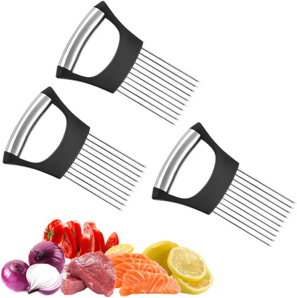 Stainless Steel Onion Holder, 2025 New Vegetable Holder for Slicing, Multifunctional for Fruits and Vegetables, Tool for Meat, Lemon, Onion, Potato, Tomato (2PCS)