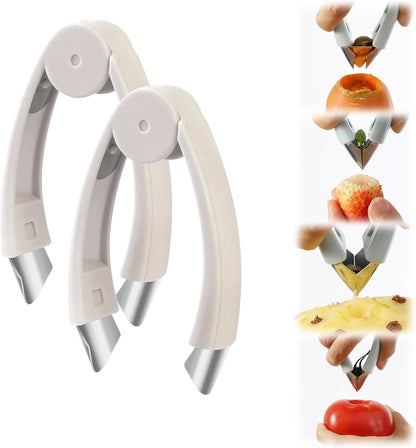 Multifunctional Pineapple Corer and Slicer, Pineapple Eye Remover Tool, Stainless Steel Cutter Strawberry Stem Remover Quickly Cut and Remove Tweezers Kitchen Tools (2, GREY)