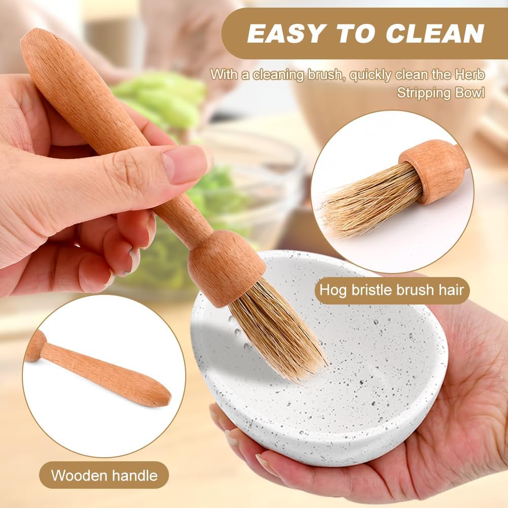 Pottery Herb Stripper Bowl, Small Handmade Resin Herb Stripper, Ceramic Herbs Grinder Pill Crusher Set Parsley Thyme Rosemary, for Pill Crusher, Spice, with Multi Size Holes(Color:White)