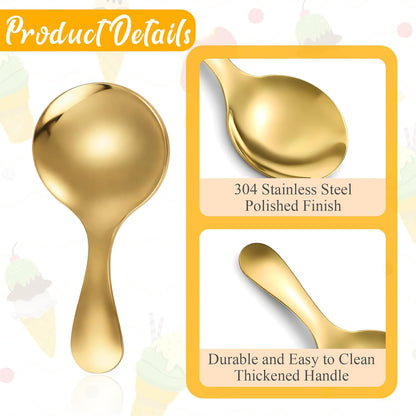 4 PCS Stainless Steel Coffee Scoop, Gold Measuring Spoons for Canisters, Small Short Handle Tablespoon for Tea, Sugar, Ice Cream, Dessert - Dishwasher Safe, Rustproof