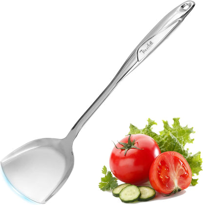 Spatula, Metal Spatula for Kitchen, Stainless Steel Slotted Turner, Hollow Handle Heat-Resistant Design, Ergonomic Dual-Handed Grip, Gift for Family