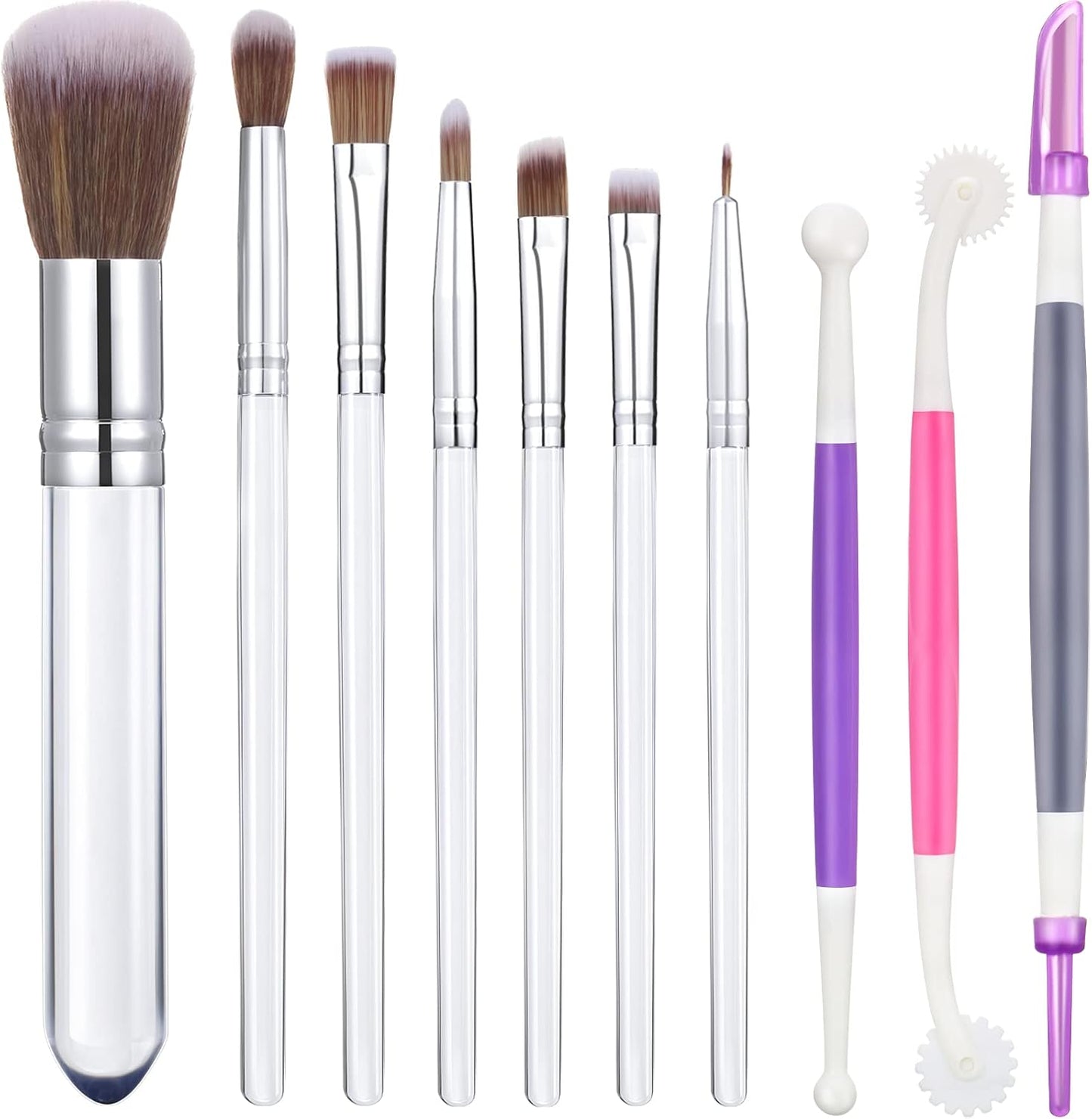 Patelai 10 Pcs Food Safe Paint Brushes Fondant Tools for Cake Baking Chocolate Sugar Cookie Decoration Cake Brushes for Luster Dust Pastry Decorating Supplies with Fondant and Gum Paste Tool(Purple)