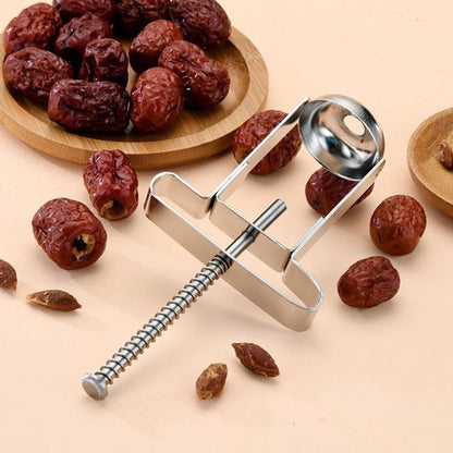 UKCOCO Manual Stainless Steel Cherry Pitter and Fruit Core Remover Tool, Small Multi-function Red Date and Core Removing Gadget for Kitchen Use