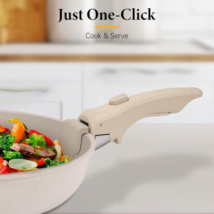 Removable Pot Handle, Universal Pan Handle, Replacement for Pots and Pans, Fits All Cookware, Includes Spoon Rest, Durable & Heat-Resistant, Cream White