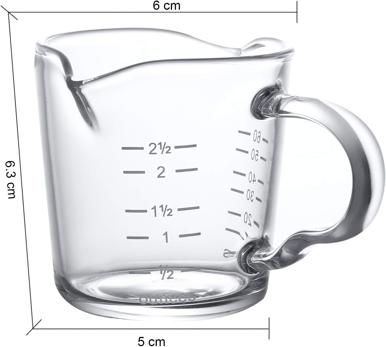 70ml Mini Glass Measuring Cup with handle 2 oz Shot Glass Espresso Jugs Measure Cup Glass Jigger Spirit Round Graduated Beaker Measuring Cup for Bar Party Wine Cocktail Drink Shaker Milk Coffee