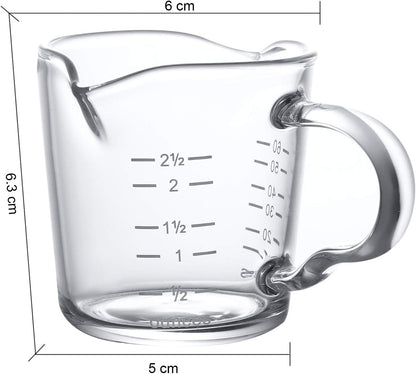 70ml Mini Glass Measuring Cup with handle 2 oz Shot Glass Espresso Jugs Measure Cup Glass Jigger Spirit Round Graduated Beaker Measuring Cup for Bar Party Wine Cocktail Drink Shaker Milk Coffee